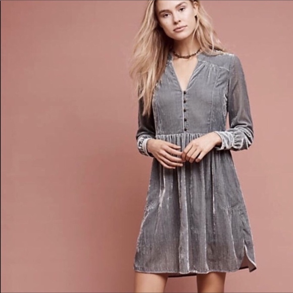 Anthropologie Dresses & Skirts - Nantes Crushed Velvet Shirtdress by Holding Horses
